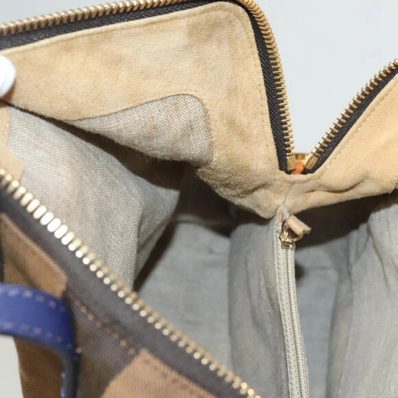 FENDI Pecan Canvas Hand Bag Brown Black Auth 124524 - Picture 10 of 16